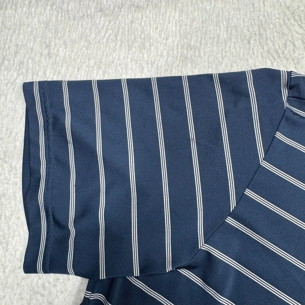 Adidas Pure Motion Golf Polo Shirt Striped Short Sleeve Blue Men's Size Large